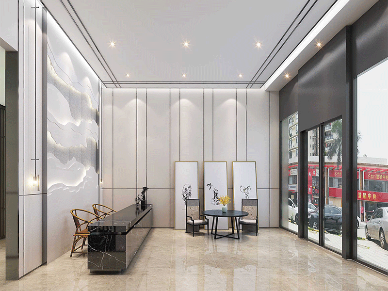 大型新中式辦公室裝修設計效果圖