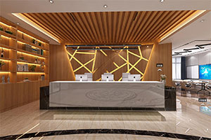 1600方大型新中式辦公室裝修設(shè)計全景效果圖